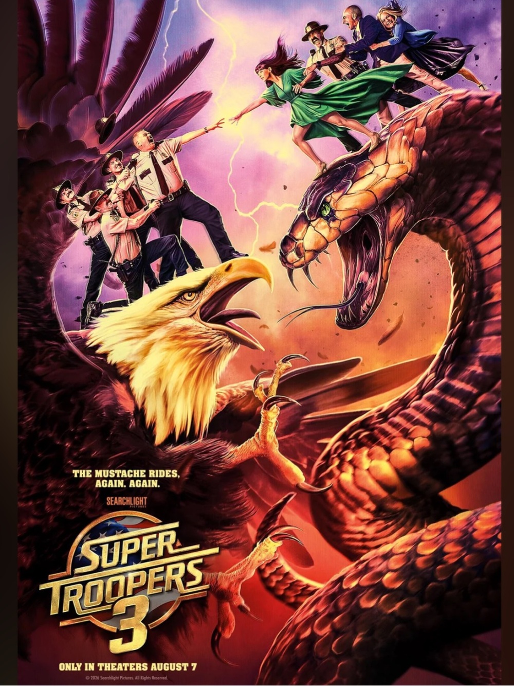 ISO Super Troopers 3 Movie Poster - Red, Orange, Gold
